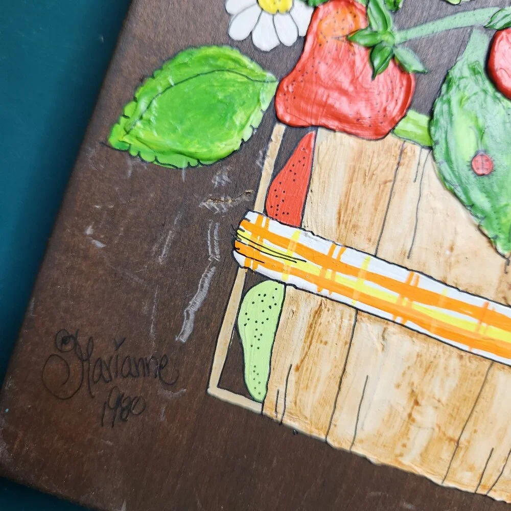 Vintage Handmade Hand Painted Hangable Strawberry Creative Acrylics By Marianne